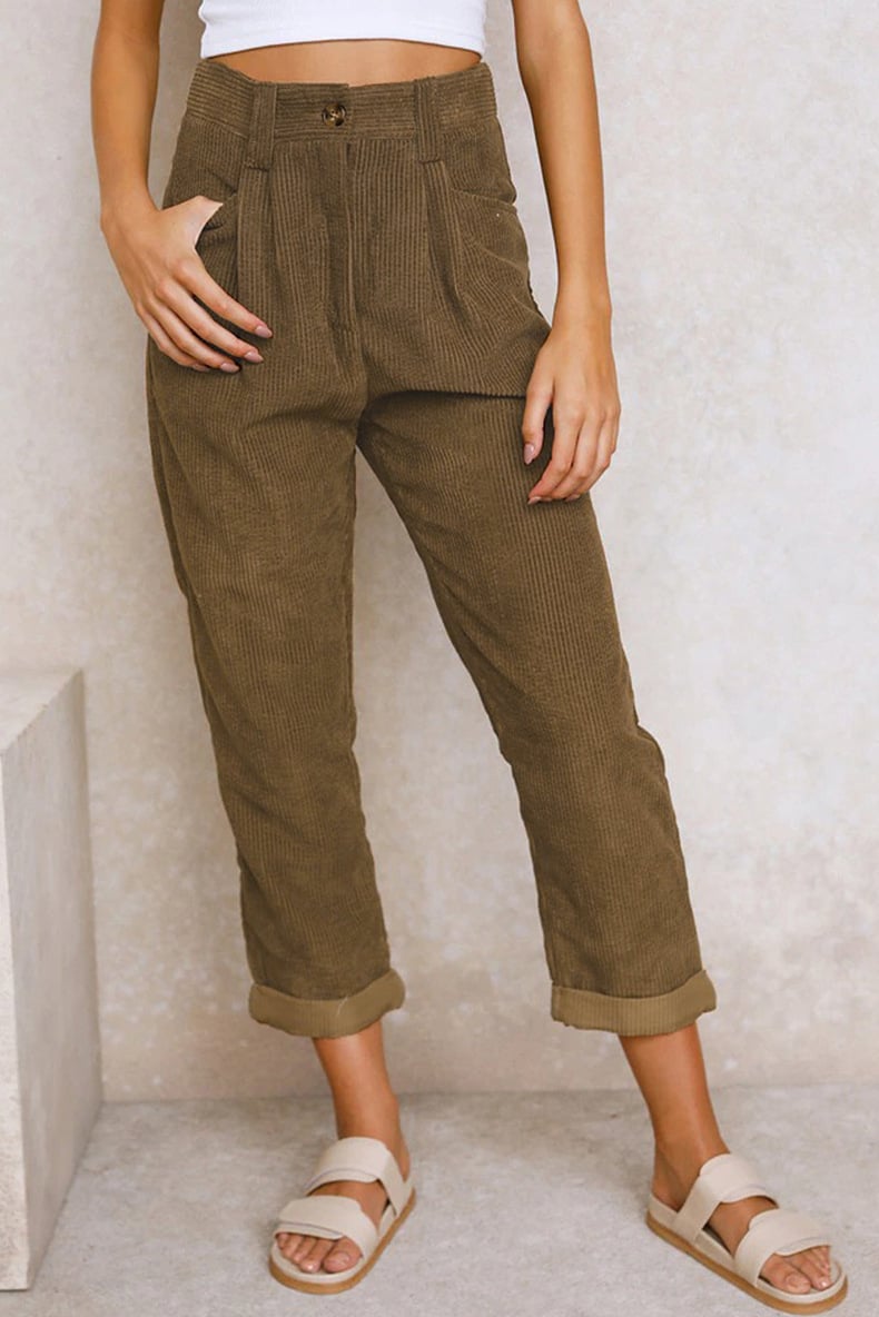 🔥Huge Sale 51% OFF✨Mid Rise Button Zipper Side Pocket Corduroy Casual Pants