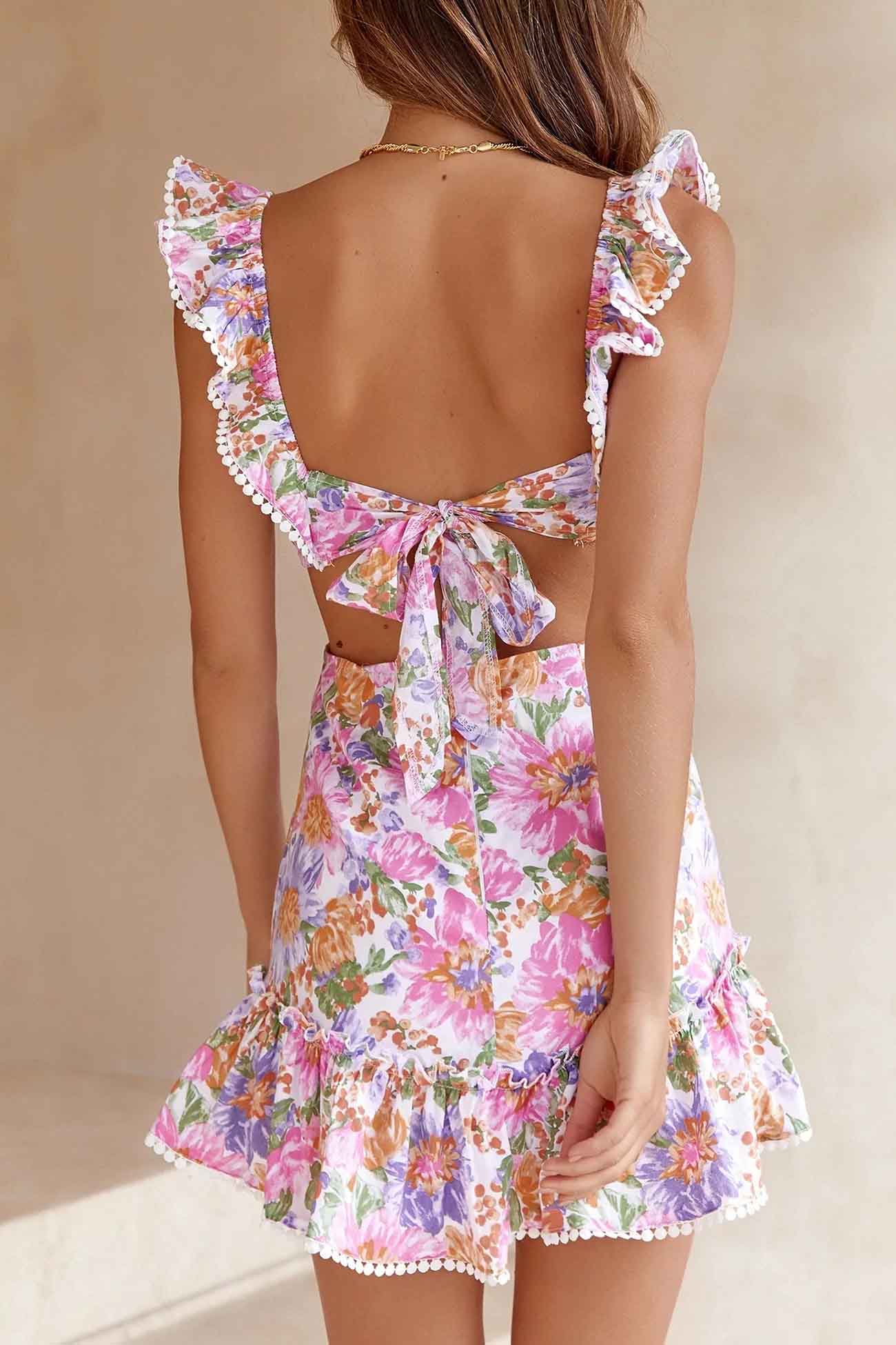 🌺Huge Sale 56% OFF🔥Floral Ruffle Back Tie Mini Dress