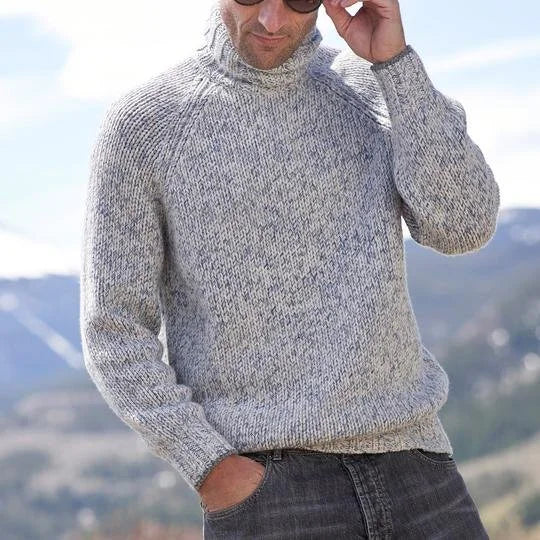 Men's Solid Color Melange Cashmere Turtleneck Sweater