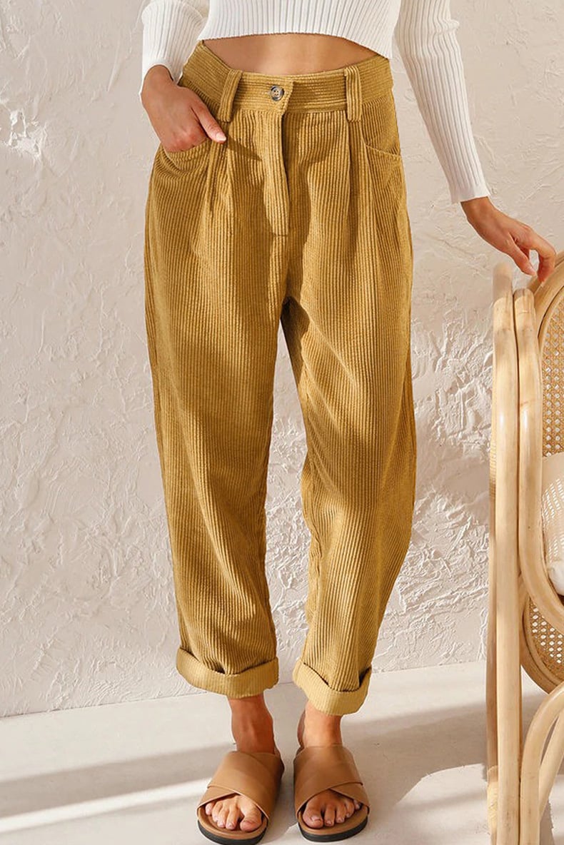 🔥Huge Sale 51% OFF✨Mid Rise Button Zipper Side Pocket Corduroy Casual Pants