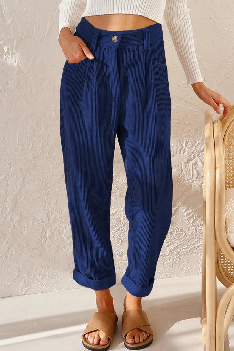 🔥Huge Sale 51% OFF✨Mid Rise Button Zipper Side Pocket Corduroy Casual Pants