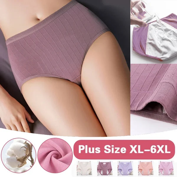 High Waist Plus Size Cotton Antibacterial & Leak-proof Physiological Underwear