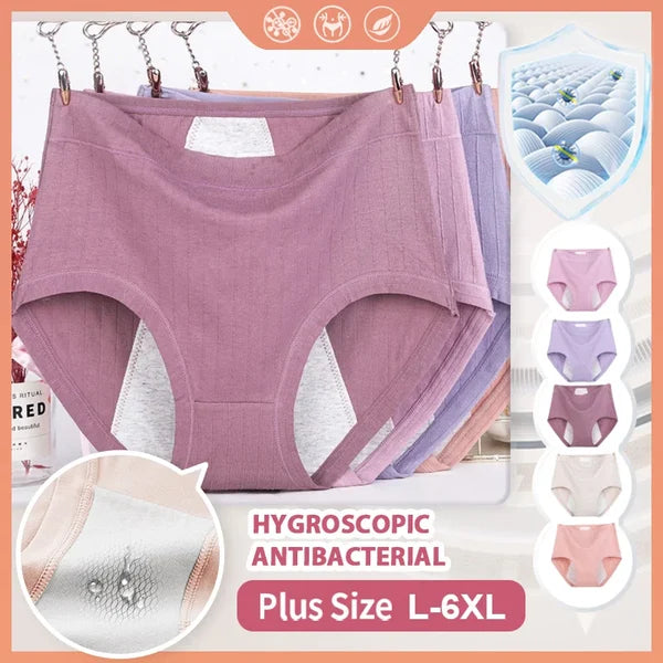 High Waist Plus Size Cotton Antibacterial & Leak-proof Physiological Underwear