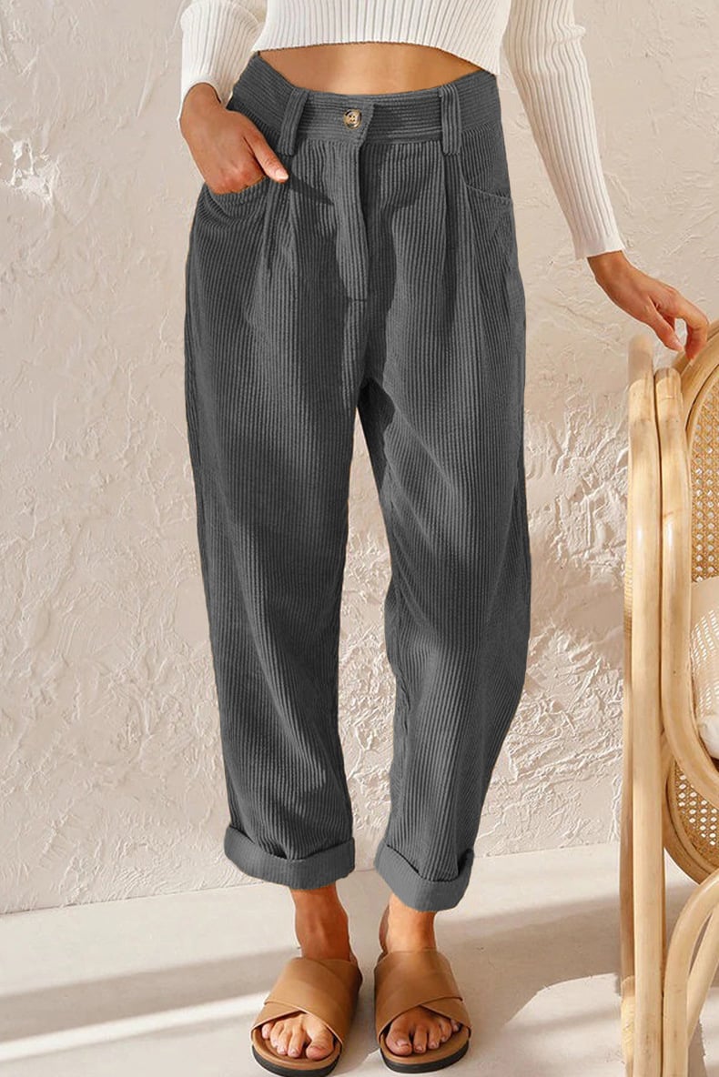 🔥Huge Sale 51% OFF✨Mid Rise Button Zipper Side Pocket Corduroy Casual Pants