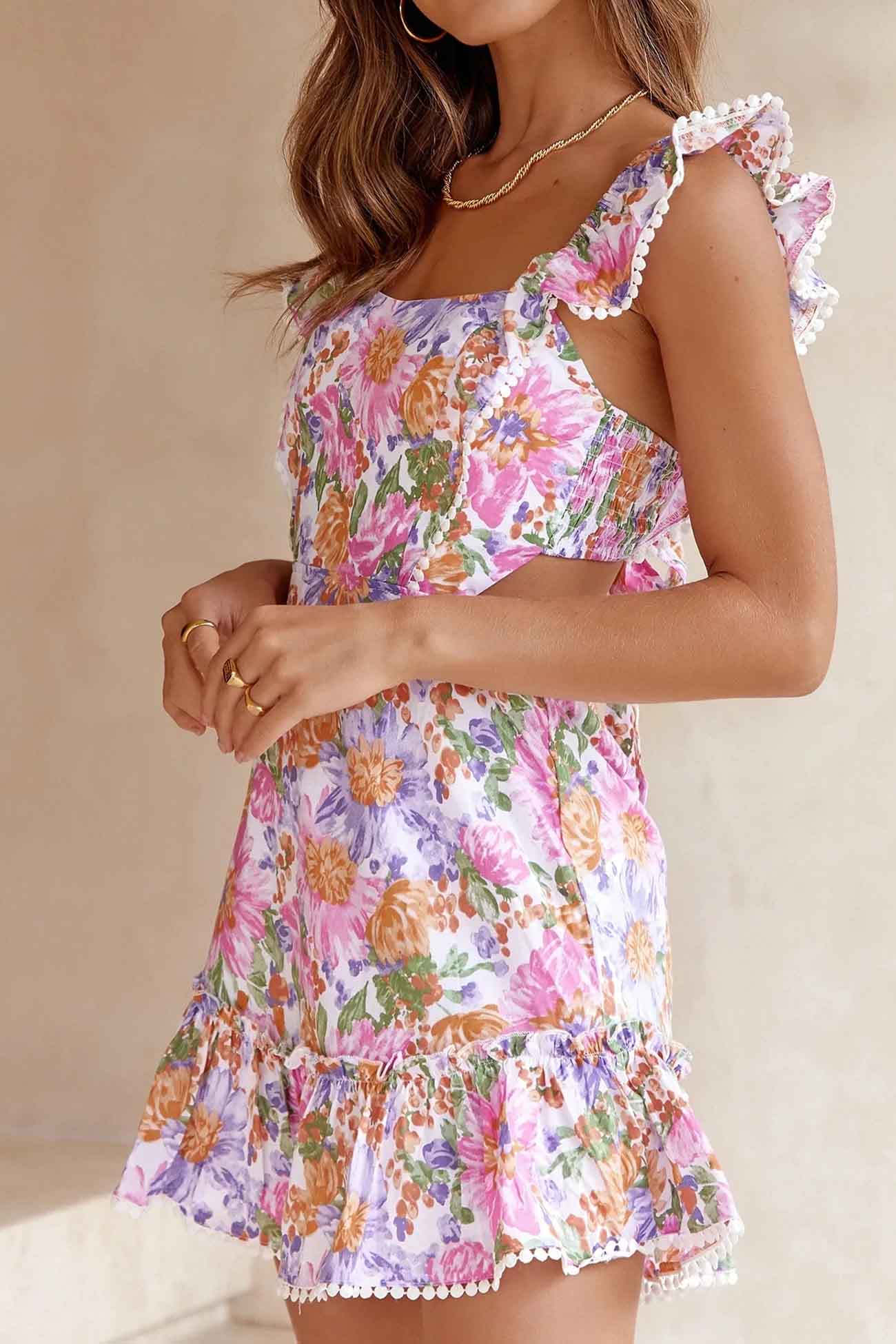 🌺Huge Sale 56% OFF🔥Floral Ruffle Back Tie Mini Dress