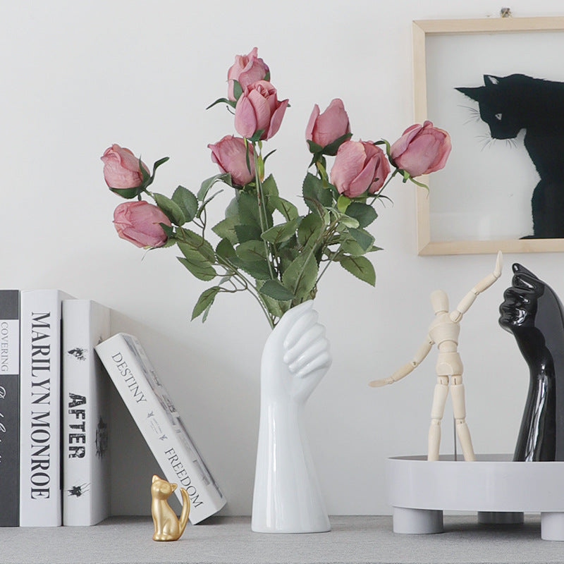 Nordic Style Ceramics Vase Modern Creative Hand Vase Flowers  Home Decor Gifts