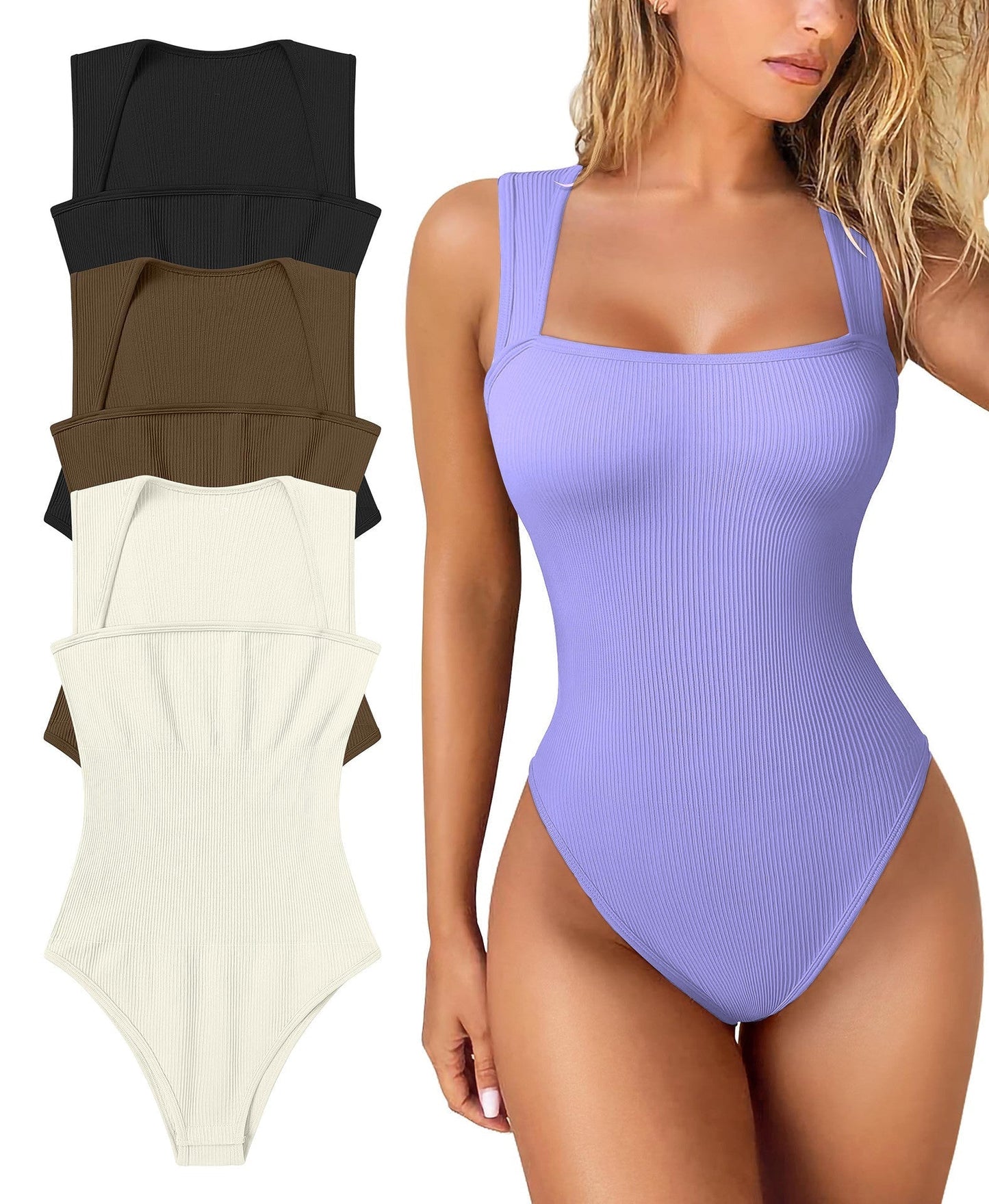 💥LAST DAY DALE 49% OFF💥Racerback Wide Shoulder Straps Seamless Bodysuit