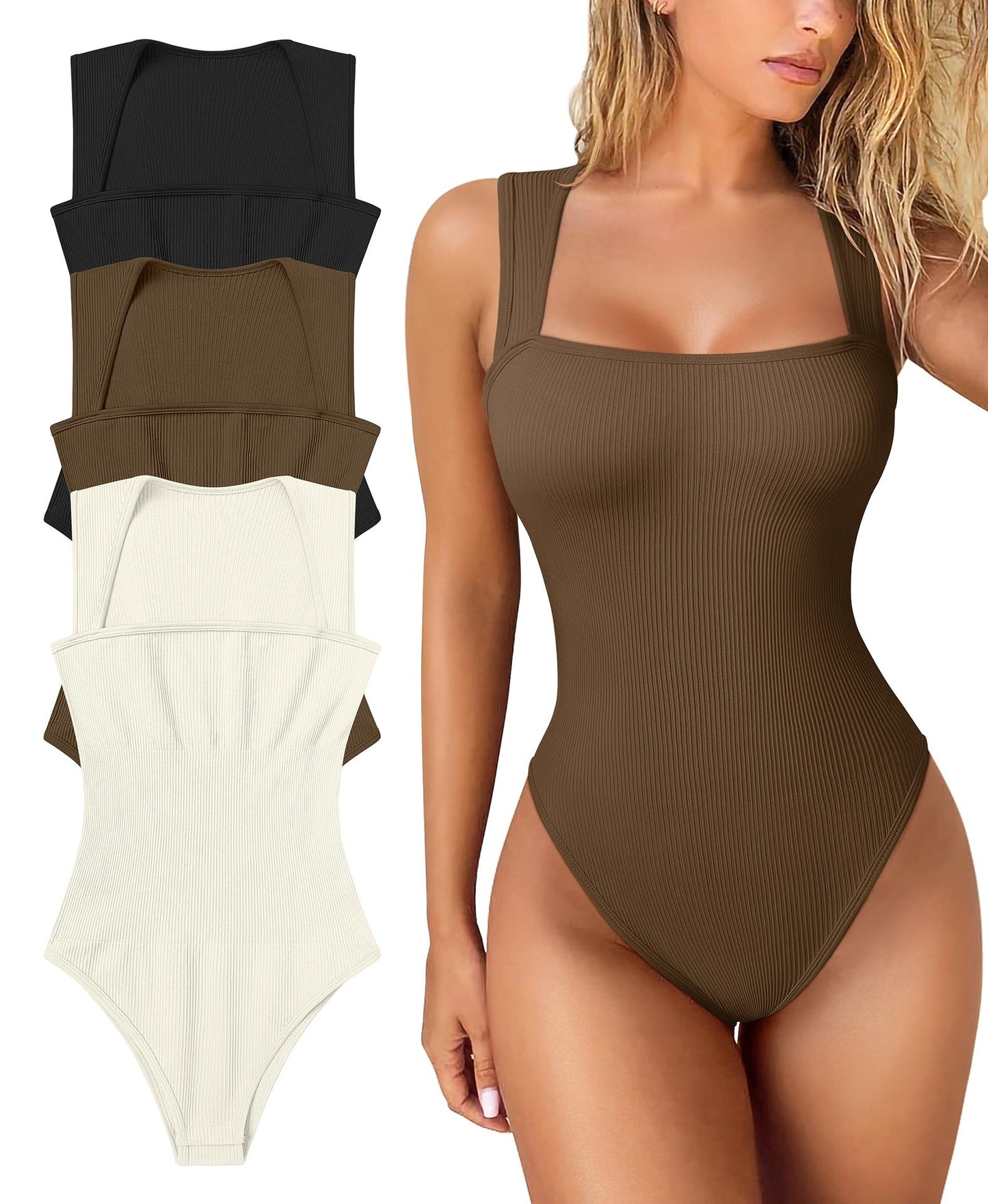 💥LAST DAY DALE 49% OFF💥Racerback Wide Shoulder Straps Seamless Bodysuit