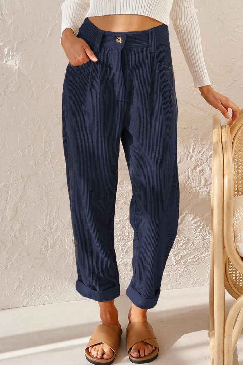 🔥Huge Sale 51% OFF✨Mid Rise Button Zipper Side Pocket Corduroy Casual Pants