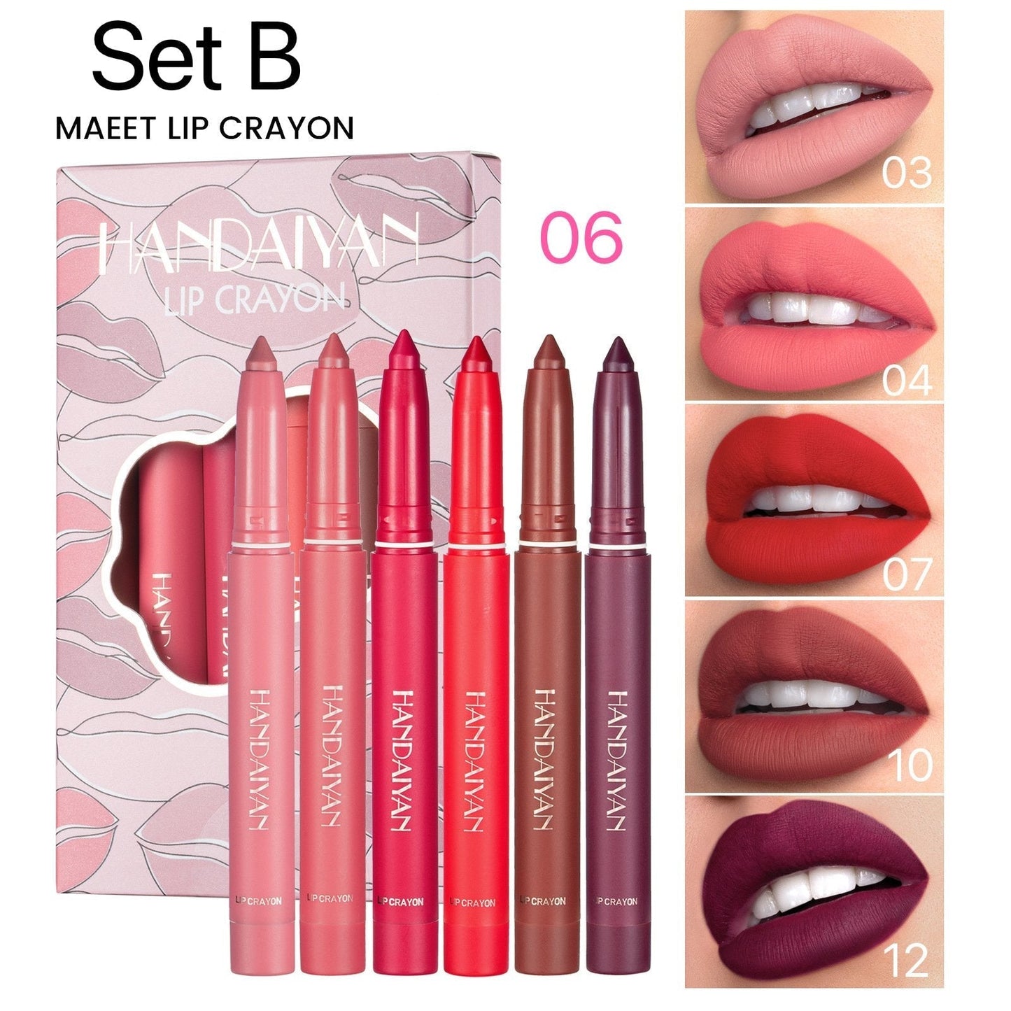 🔥Huge Sale 51% OFF✨12 Color Rotating Sharpenable Matte Lipstick Pencils