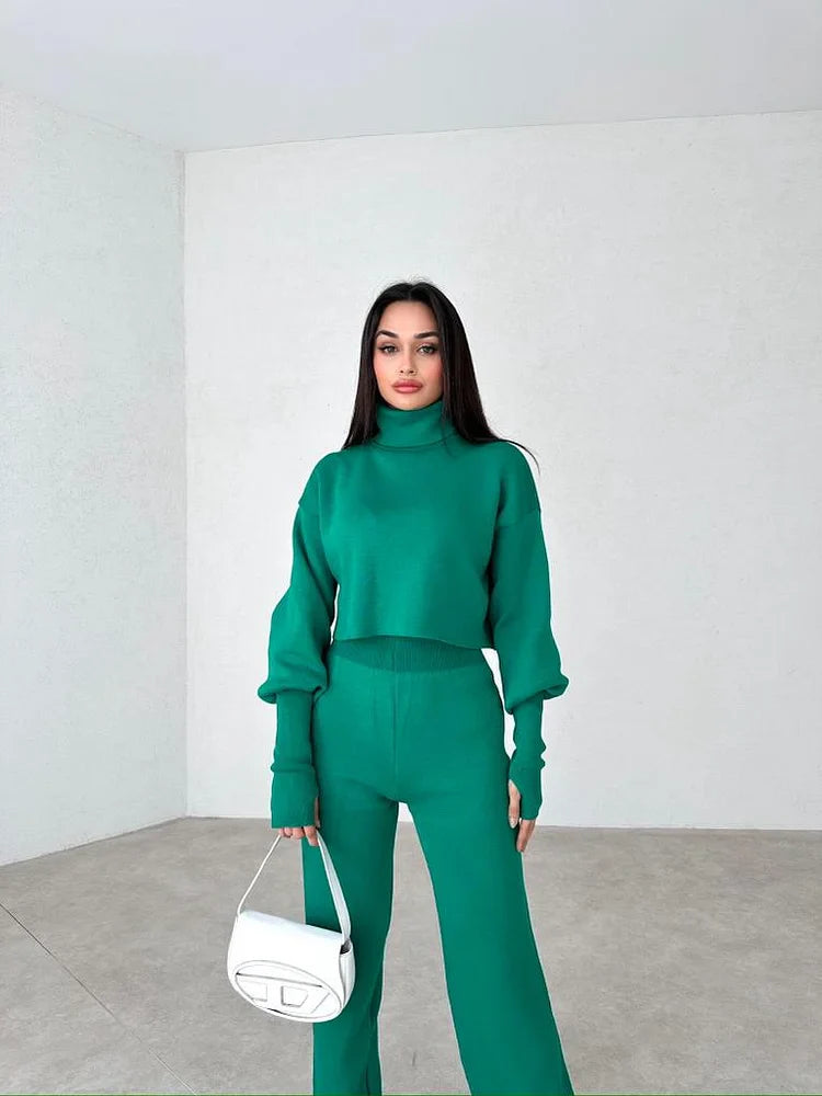 🌺Huge Sale 56% OFF🎁TURTLENECK GLOVE KNIT SUIT