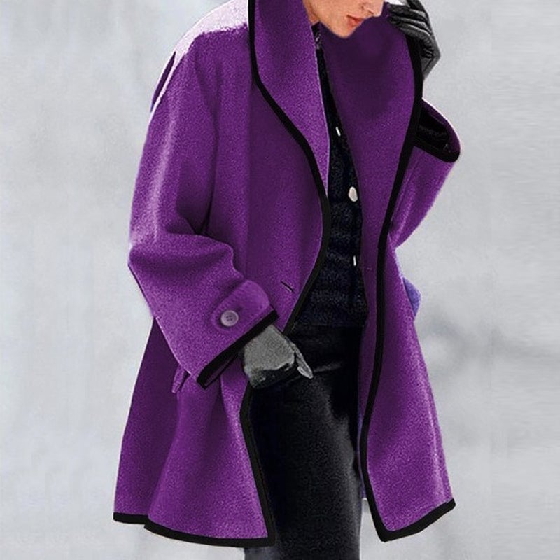 🔥Sale 49% OFF🎁-Hooded Color Block Woolen Coat