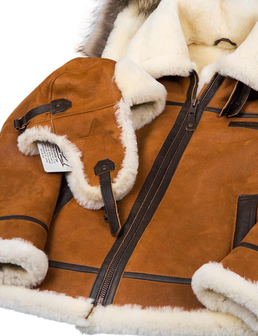 BOMBER B-3 SHEEPSKIN JACKET HOODED WHISKEY[FREE SHIPPING TODAY]