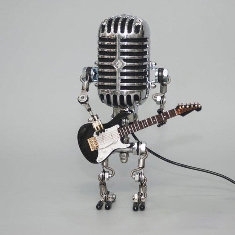 Vintage Metal Microphone Guitar Robot Desk Lamp