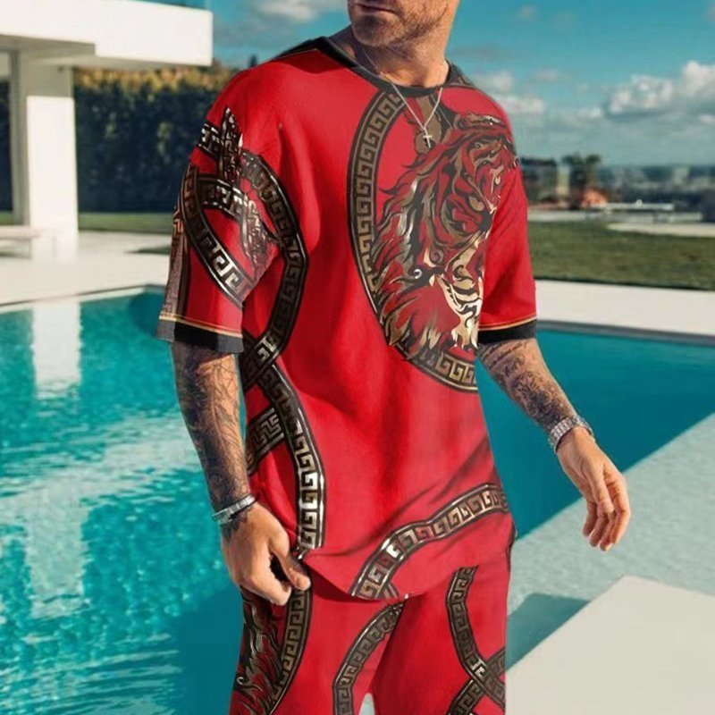 MEN'S FASHION TIGER PRINTING SHORTS SUIT