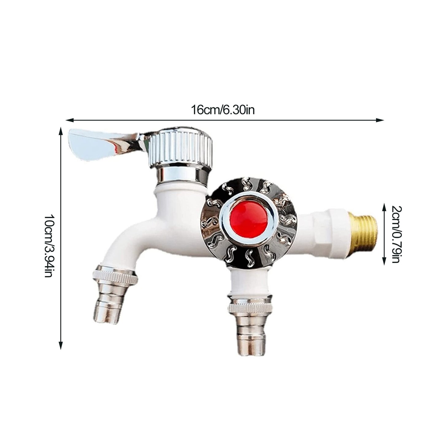Dual control sink valve anti-freeze tap with one inlet and two outlets