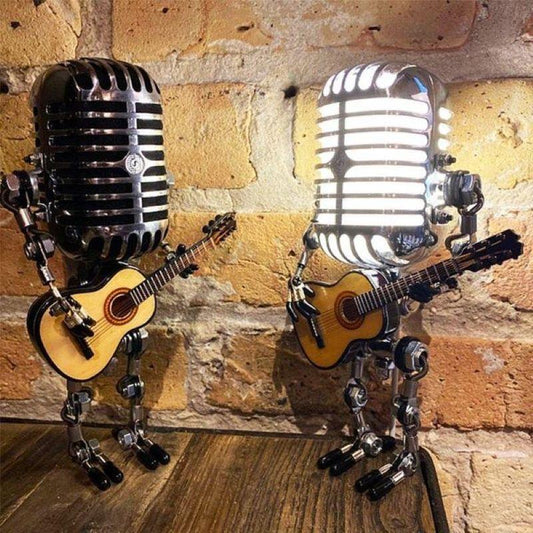 Vintage Metal Microphone Guitar Robot Desk Lamp