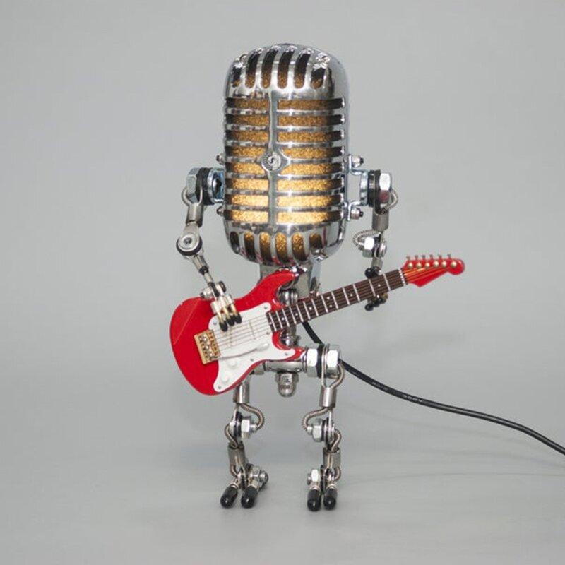 Vintage Metal Microphone Guitar Robot Desk Lamp