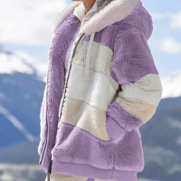Fluffy Contrasting Padded Warmer Coat (Free Shipping)