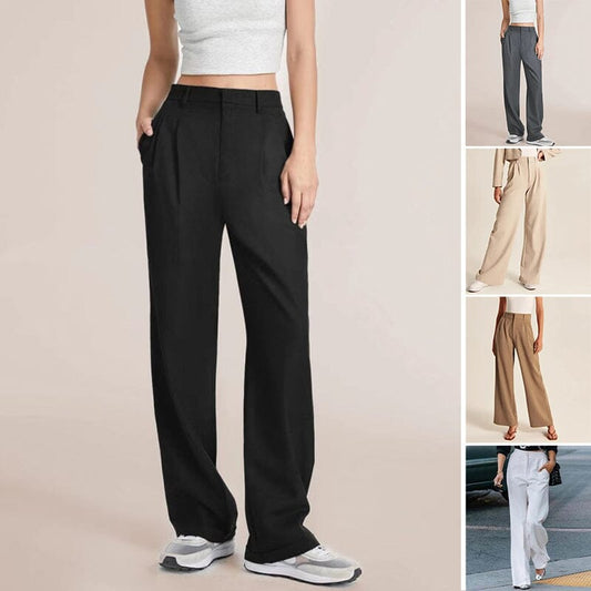 Fashionable Commuter Drape Slimming High-Waisted Wide Leg Pants