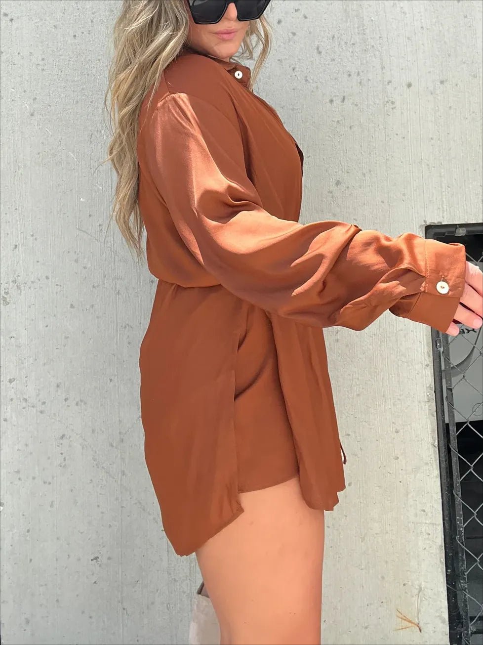 Versatile must-have women's solid color long-sleeved shirt set