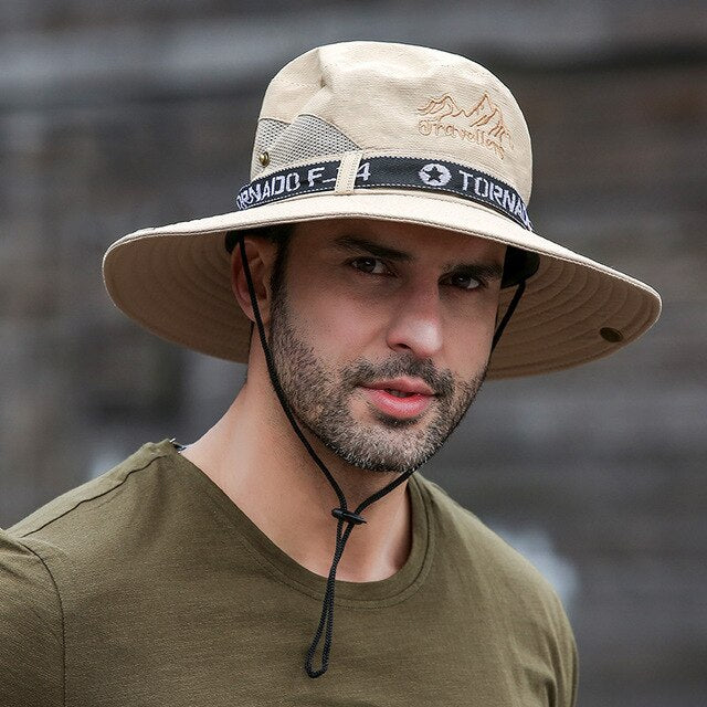 UPF 50+ Hats Men Sun Protector UV-proof Bucket Hat Large Wide Brim