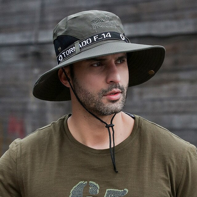UPF 50+ Hats Men Sun Protector UV-proof Bucket Hat Large Wide Brim