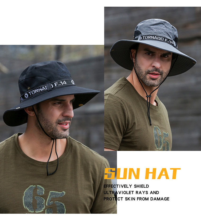 UPF 50+ Hats Men Sun Protector UV-proof Bucket Hat Large Wide Brim