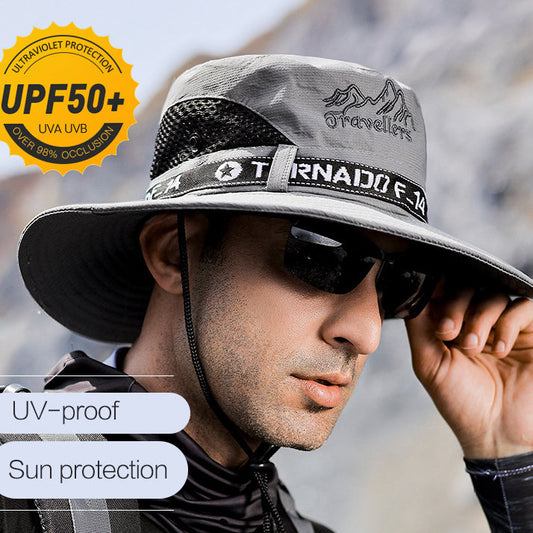 UPF 50+ Hats Men Sun Protector UV-proof Bucket Hat Large Wide Brim