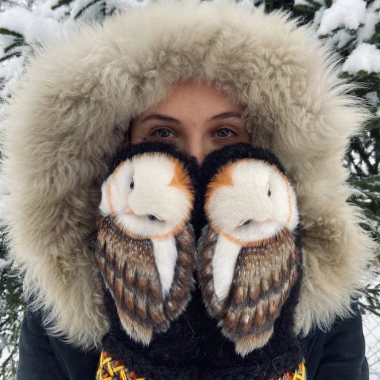 🔥Last day limited time offer 50% OFF🔥Hand Knitted Wool Nordic Mittens with Owls