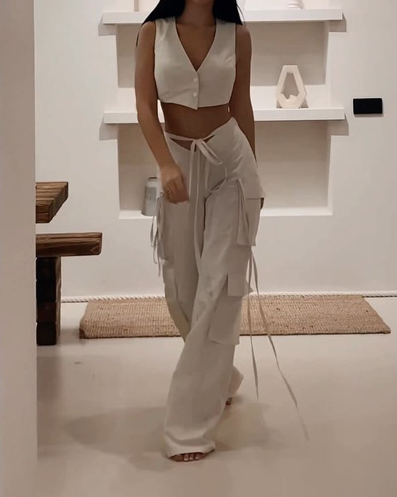 Vest Top and Streamer Pants Two-piece Suit