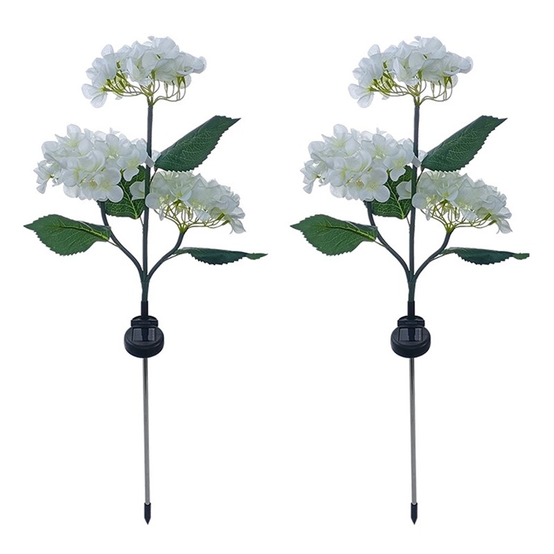 Romantic Garden Solar-Powered 3-Head Hydrangea Rose Flower LED Light