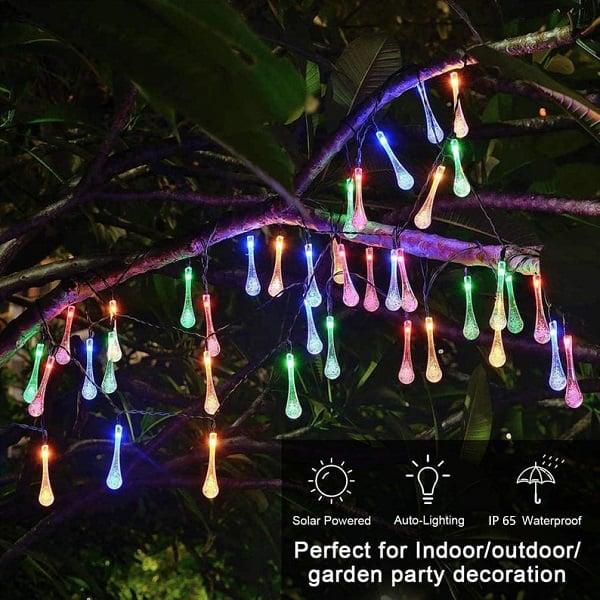 🌟8 Modes Solar Water Drop String Lights - 💐For Indoor Outdoor Decoration