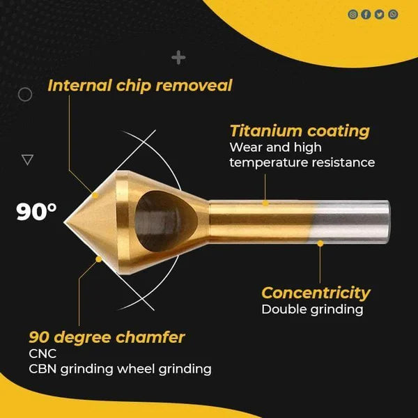 🛠️Titanium Coated Countersink Chamfer Tool（4 PCS)🛠️