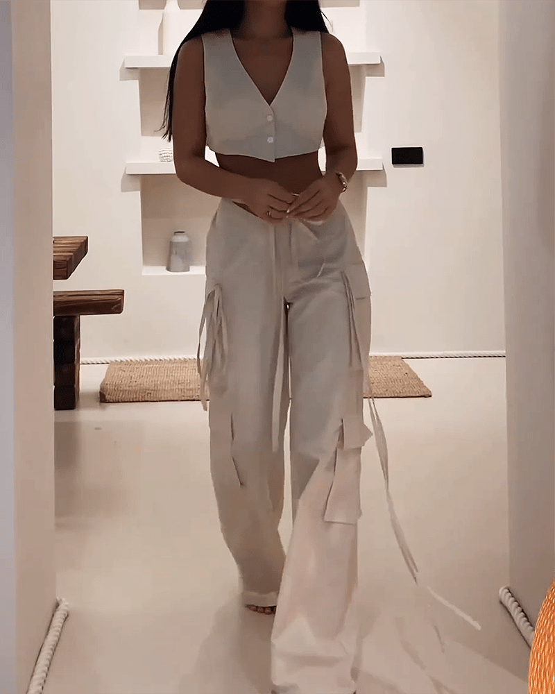 Vest Top and Streamer Pants Two-piece Suit