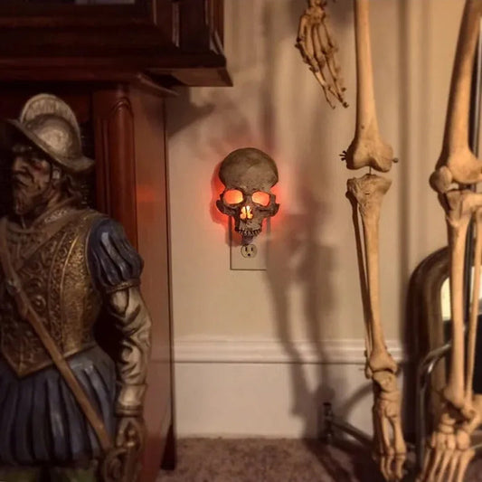 👻Halloween atmosphere lights-Human skull lamp💀