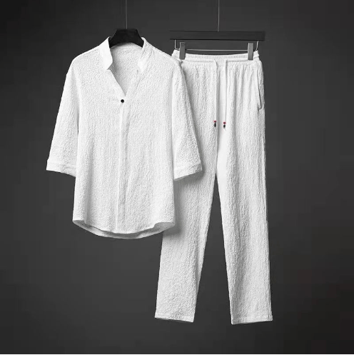 Must-Have for Stylish Summer! Men's Linen 2-Piece Set