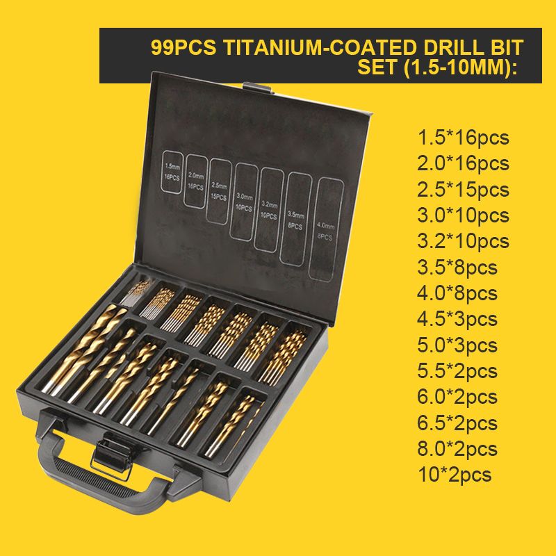 🔥The price is limited!🔥99pcs Titanium Coated Drill Bit Set