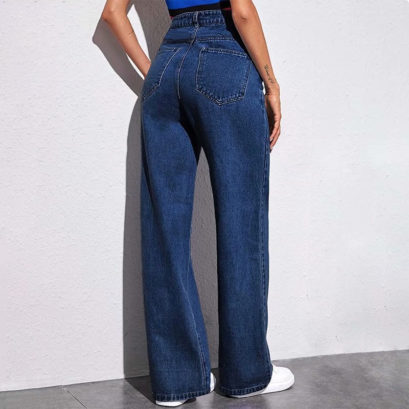 Straight Retro High Waist Wide Leg Jeans